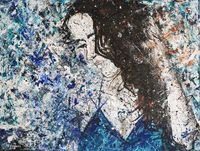 Frau in Blau 2018, 80x60 cm, Acryl auf Leinwand…