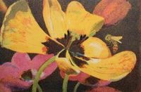 Leuchtende Tulpen, 2021, Plattengröße 20 x 30 cm, Papierformat 38 x 45 cm…