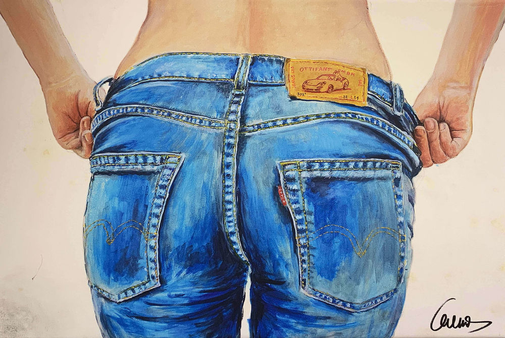 Jeans - Original Pigmentdruck (Giclée) auf Leinwand, handsigniert -…