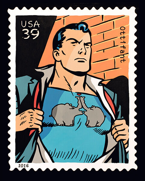 Superfant Clark Kent Original Pigmentdruck (Giclée) auf Leinwand,…