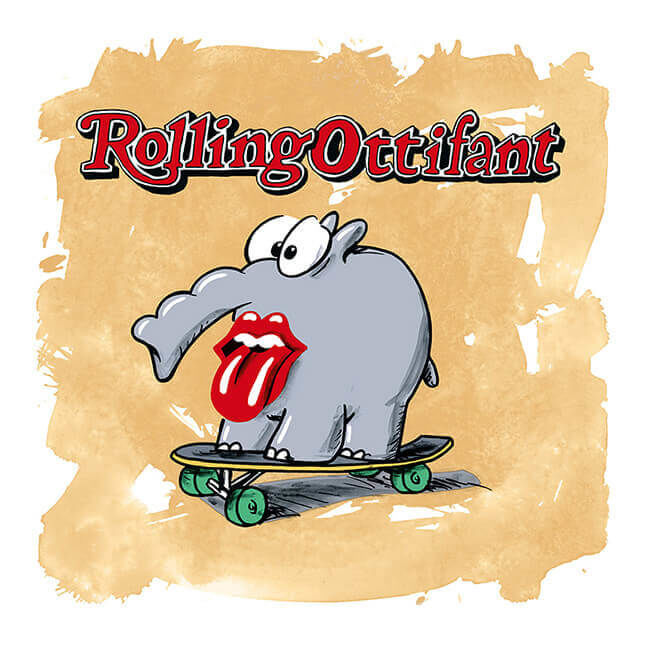 Rolling Ottifant - Original Siebdruck - handsigniert - 68x68cm